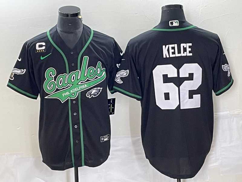 Men's Philadelphia Eagles #62 Jason Kelce Black C Patch Cool Base Stitched Baseball Jersey,We sell and wholesale Men's Philadelphia Eagles #62 Jason Kelce Black C Patch Cool Base Stitched Baseball Jersey on line form chian!